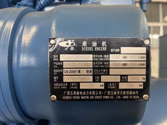 Standby-Dieselgenerator mit geschlossenem Kühlsystem und Schalldämpfung von 1500 kW
