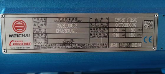 400V 1250KVA Weichai Dieselgenerator Set 1000KW Großstromversorgungsgerät mit Richtungs-Einspritzmotor